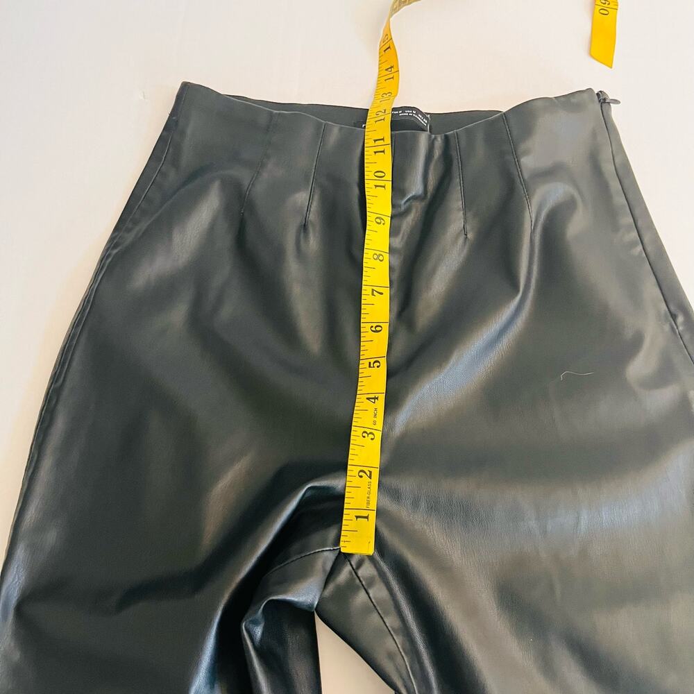 Zara Hihj Rise Faux Leather Slim Straight Leg Pants Size M Medium Black - Picture 9 of 12